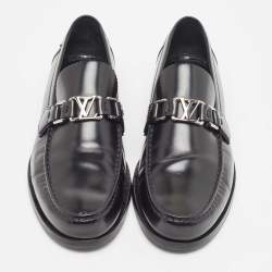 Pre Owned Louis Vuitton Black Leather Hockenheim Loafers Size 41.5