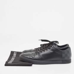 مملوكة مسبقًا Louis Vuitton Black Leather And Damier Canvas Low Top Sneakers Size 42.5
