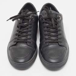 مملوكة مسبقًا Louis Vuitton Black Leather And Damier Canvas Low Top Sneakers Size 42.5