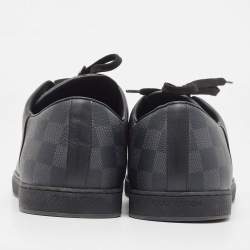 مملوكة مسبقًا Louis Vuitton Black Leather And Damier Canvas Low Top Sneakers Size 42.5