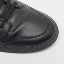 مملوكة مسبقًا Louis Vuitton Black Leather And Damier Canvas Low Top Sneakers Size 42.5