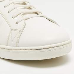 Pre Owned Louis Vuitton White/Brown Leather Luxembourg Sneakers Size 42