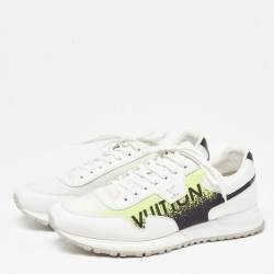 Pre Owned Louis Vuitton Tricolor Leather and Printed Fabric Run Away Sneakers Size 42.5 