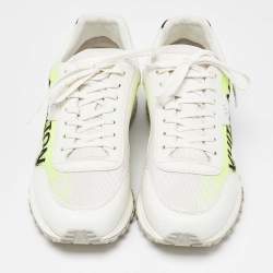 Pre Owned Louis Vuitton Tricolor Leather and Printed Fabric Run Away Sneakers Size 42.5 