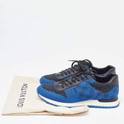 Louis Vuitton Blue/Black Damier Knit Fabric and Leather Run Away Sneakers Size 41.5