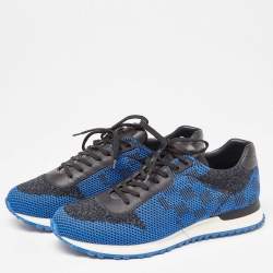 Louis Vuitton Blue/Black Damier Knit Fabric and Leather Run Away Sneakers Size 41.5