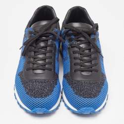 Louis Vuitton Blue/Black Damier Knit Fabric and Leather Run Away Sneakers Size 41.5