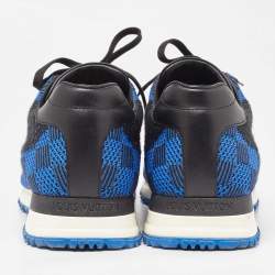 Louis Vuitton Blue/Black Damier Knit Fabric and Leather Run Away Sneakers Size 41.5