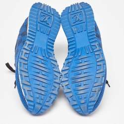 Louis Vuitton Blue/Black Damier Knit Fabric and Leather Run Away Sneakers Size 41.5