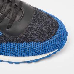 Louis Vuitton Blue/Black Damier Knit Fabric and Leather Run Away Sneakers Size 41.5