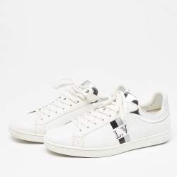Pre Owned Louis Vuitton White/Silver Leather Luxembourg Sneakers Size 42