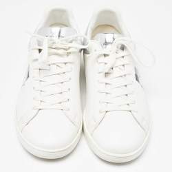 Pre Owned Louis Vuitton White/Silver Leather Luxembourg Sneakers Size 42