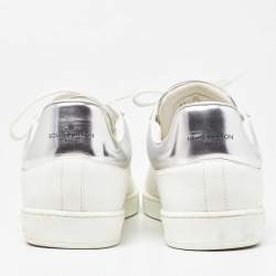 Pre Owned Louis Vuitton White/Silver Leather Luxembourg Sneakers Size 42