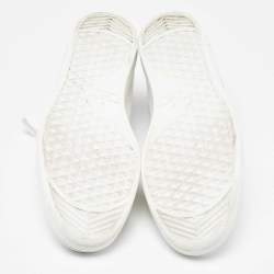 Pre Owned Louis Vuitton White/Silver Leather Luxembourg Sneakers Size 42