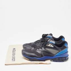 Louis Vuitton Black/Blue Leather and Mesh Low Top Sneakers Size 42
