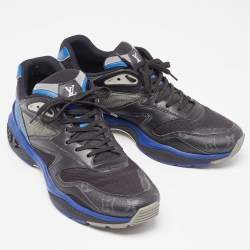 Louis Vuitton Black/Blue Leather and Mesh Low Top Sneakers Size 42