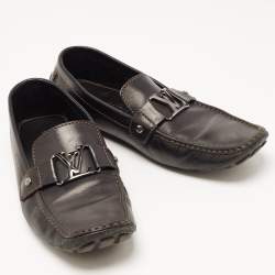 Pre Owned Louis Vuitton Black Leather Monte Carlo Loafers Size 44.5