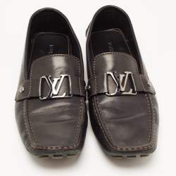 Pre Owned Louis Vuitton Black Leather Monte Carlo Loafers Size 44.5