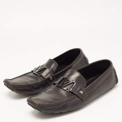 Pre Owned Louis Vuitton Black Leather Monte Carlo Loafers Size 44.5