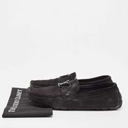 Pre Owned Louis Vuitton Black Suede Monte Carlo Loafers Size 44
