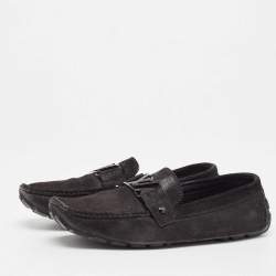 Pre Owned Louis Vuitton Black Suede Monte Carlo Loafers Size 44