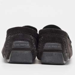 Pre Owned Louis Vuitton Black Suede Monte Carlo Loafers Size 44