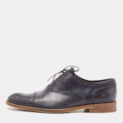 Louis Vuitton Black Leather Oxford Loafers Size 44