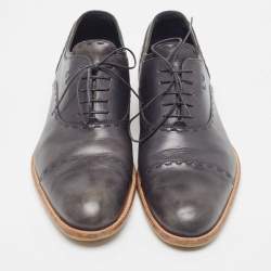 Louis Vuitton Black Leather Oxford Loafers Size 44