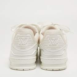 Louis Vuitton White Leather and Fabric LV Trainer Sneakers Size 41