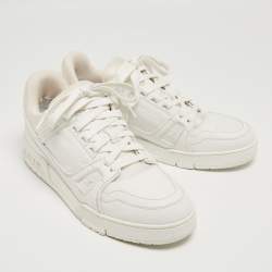 Louis Vuitton White Leather and Fabric LV Trainer Sneakers Size 41