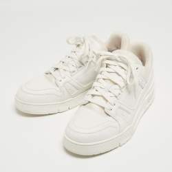 Louis Vuitton White Leather and Fabric LV Trainer Sneakers Size 41