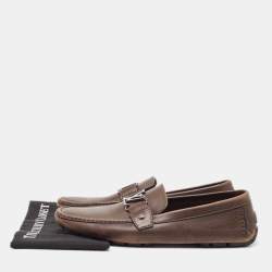 Louis Vuitton Brown Leather Monte Carlo Loafers Size 44.5