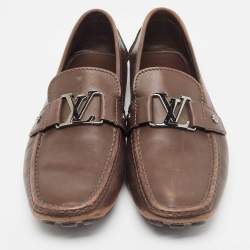 Louis Vuitton Brown Leather Monte Carlo Loafers Size 44.5