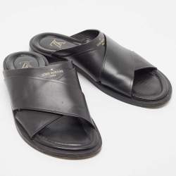 Louis Vuitton Black Leather Foch Slides Size 41