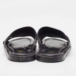Louis Vuitton Black Leather Foch Slides Size 41