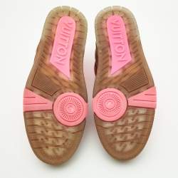 Louis Vuitton Neon Pink/Brown Leather and Fabric Trainer Sneakers Size 43