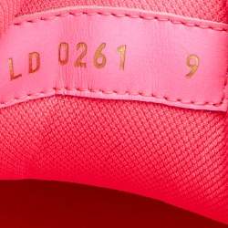 Louis Vuitton Neon Pink/Brown Leather and Fabric Trainer Sneakers Size 43