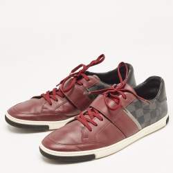 Pre Owned Louis Vuitton Two Tone Damier Ebene Fabric and Leather Sneakers Size 43
