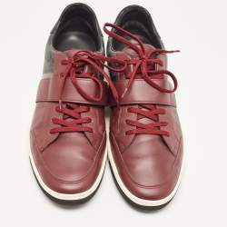 Pre Owned Louis Vuitton Two Tone Damier Ebene Fabric and Leather Sneakers Size 43