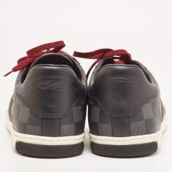 Pre Owned Louis Vuitton Two Tone Damier Ebene Fabric and Leather Sneakers Size 43