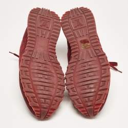 Louis Vuitton Burgundy Knit Fabric and Leather Run Away Sneakers Size 42.5 
