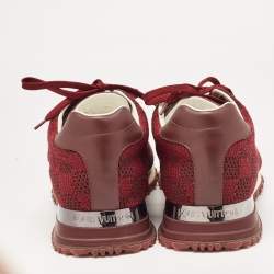 Louis Vuitton Burgundy Knit Fabric and Leather Run Away Sneakers Size 42.5 