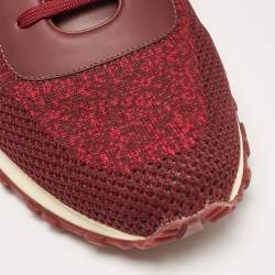 Louis Vuitton Burgundy Knit Fabric and Leather Run Away Sneakers Size 42.5 
