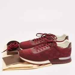 Louis Vuitton Burgundy Knit Fabric and Leather Run Away Sneakers Size 42.5 
