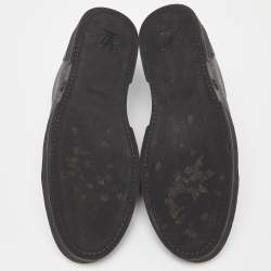 Pre Owned Louis Vuitton Black/Grey Leather and Monogram Canvas Match Up Sneakers Size 43