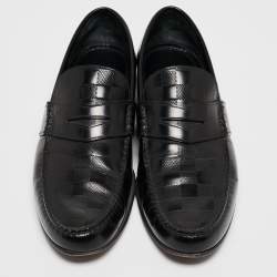 Louis Vuitton Black Damier Leather Santiago Loafers Size 43