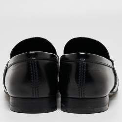 Louis Vuitton Black Damier Leather Santiago Loafers Size 43