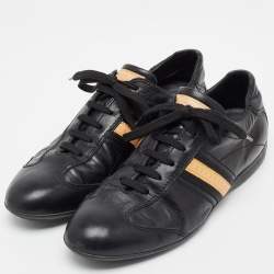 Louis Vuitton Black Leather Low Top Sneakers Size 43