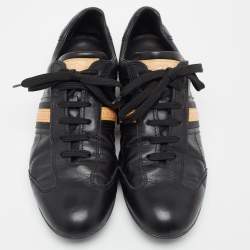 Louis Vuitton Black Leather Low Top Sneakers Size 43