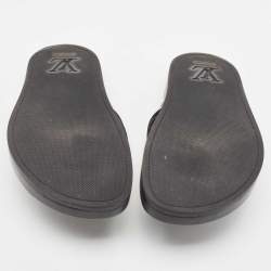 Louis Vuitton Black Leather Thong Flat Slides Size 42